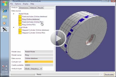 Video demonstrating SonoAnalyzer horn analysis models and methods