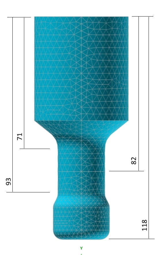 Profiled sonotrode example from v2, showing tunable region