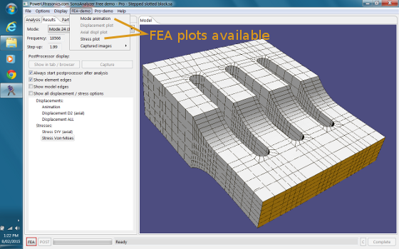 Additional images - stress and displacement plots - may be saved with SonoAnalyzer results files