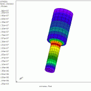 Von Mises stress plot showing maximum stress at the root radius of the step. (Click to enlarge)