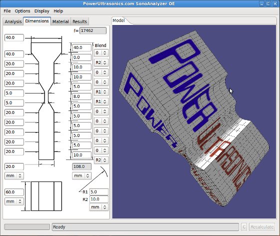 Rectangular (block) sonotrode with user-defined radiused profile